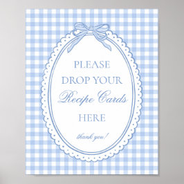 Póster Blue Gingham Coquette Bow Share a Recipe