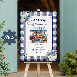 Póster Blue Gingham Off the Market Bridal Shower