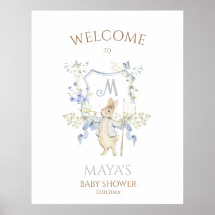 Póster Blue Gingham Peter the Rabbit Baby Shower MUTED BL