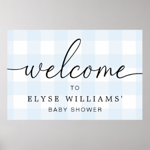 Póster Blue Gingham Welcome Sign