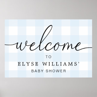 Póster Blue Gingham Welcome Sign