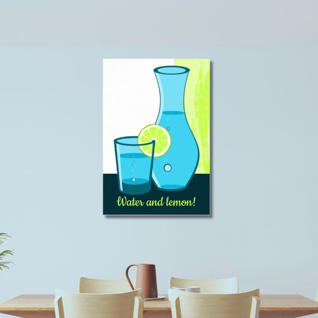 Póster Blue Glass & Carafe - Agua y limón! (Water and lemon!)