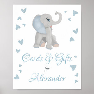 Póster Blue Gray Elephant Gifts & Cards Baby Shower Sign