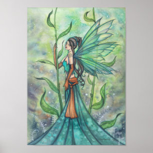 Póster Blue Green Garden Fairy Art de Molly Harrison