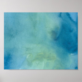 Póster Blue & Green Marble Watercolour