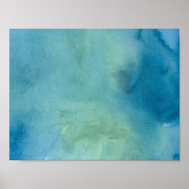 Póster Blue & Green Marble Watercolour (Frente)
