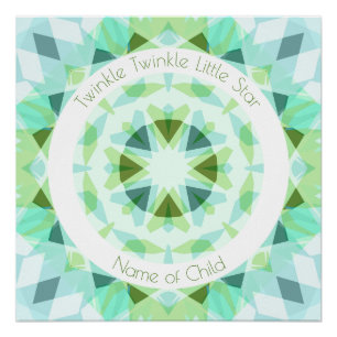 Póster Blue Green Twinkle Little Star Baby Nursera Infant
