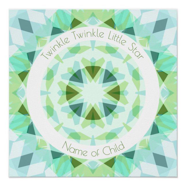 Póster Blue Green Twinkle Little Star Baby Nursera Infant (Anverso)