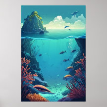 Blue Green Underwater Ocean Aqual Sea Life