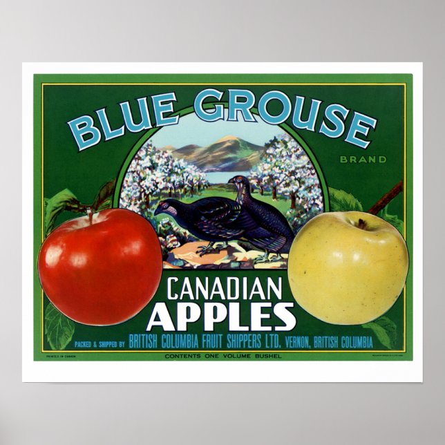 Póster Blue Grouse Manzanas Canadienses (Frente)