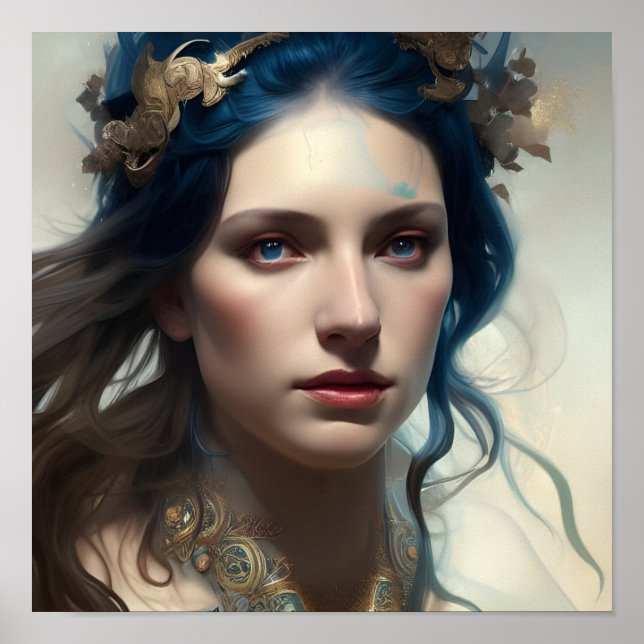 Póster Blue Hair Blue Eyes High Fantasy Poster (Frente)