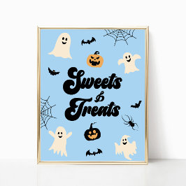 Póster Blue Halloween Spooky Sweets and Tratos Rótulo