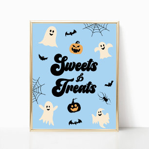 Póster Blue Halloween Spooky Sweets and Tratos Rótulo