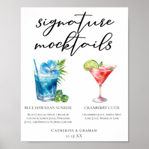 Póster Blue Hawaiian Cranberry Cutie Mocktails Menú