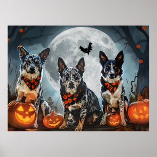 Póster Blue Heeler de Halloween Espeluznante