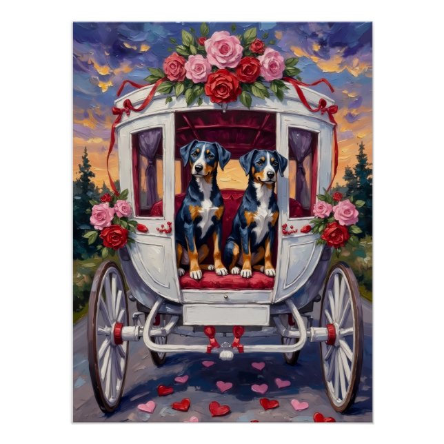 Póster Blue Heeler Dog Valentine's Day (Anverso)