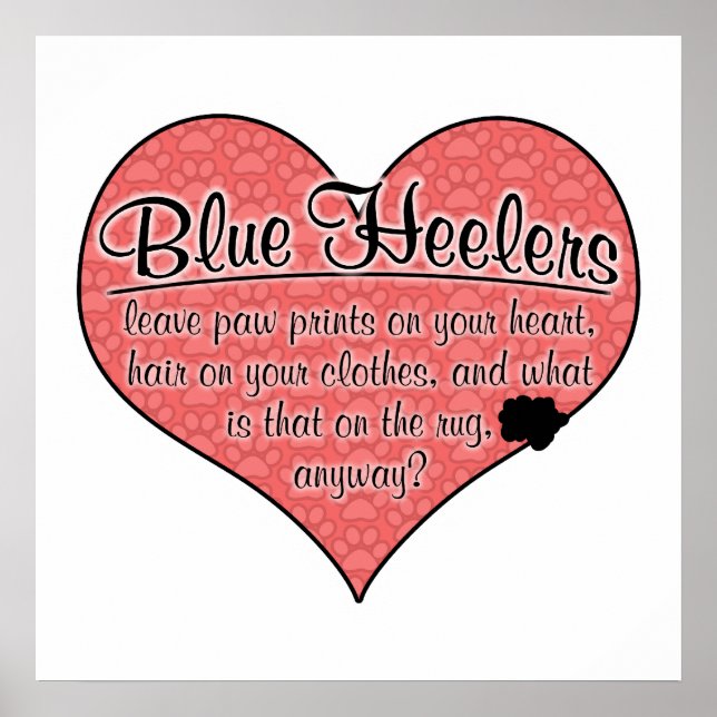 Póster Blue Heeler Paw Imprime Humor De Perro (Frente)
