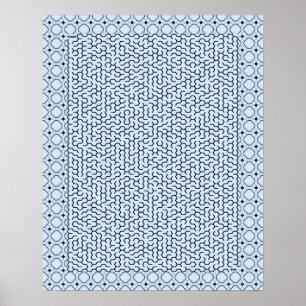 Póster Blue Hexagon Maze