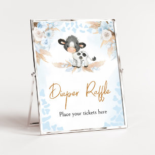 Póster Blue Holy Cow Baby Shower Diaper Raffle