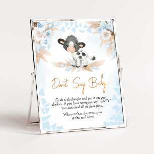 Póster Blue Holy Cow Baby Shower no dice bebé