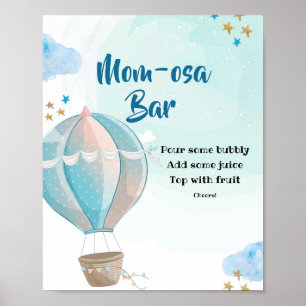Póster Blue Hot Air Balloon Momosa Bar Baby Shower