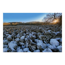 Póster Blue hour in volcanic region of France