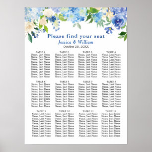 Póster Blue Hydrangea 12 Tablas Boda SESIÓN GRÁFICO