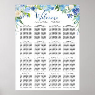 Póster Blue Hydrangea 16 Tablas Boda SESIÓN GRÁFICO