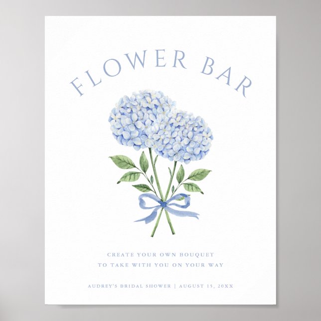 Póster Blue Hydrangea Blooms Bouquet Flower Bar (Frente)