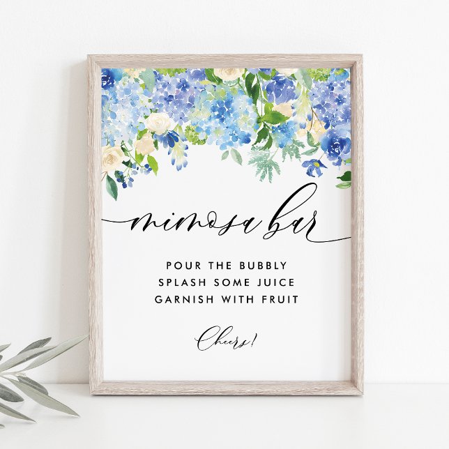Póster Blue Hydrangea Bridal Shower Mimosa Bar (Subido por el creador)