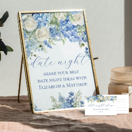 Póster Blue Hydrangea Date Noche Jar Ideas Juego Rótulo