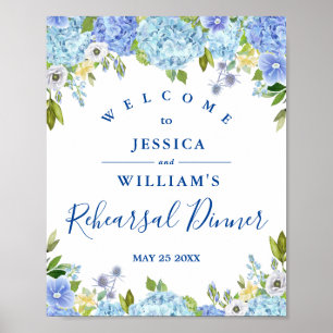 Póster Blue Hydrangea Ensayo Floral Rótulo de cena