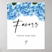 Blue Hydrangea Floral Bridal Shower Favor