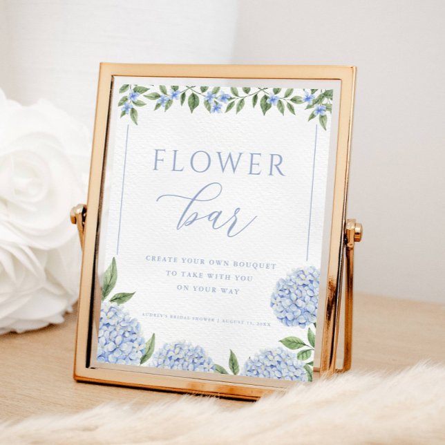 Póster Blue Hydrangea Flower Bar Bridal Shower (Subido por el creador)