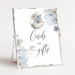 Póster Blue Hydrangeas elegantes bolsitas de té Tarjetas