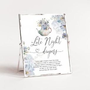 Póster Blue Hydrangeas té fiesta bebé pañales nocturnos