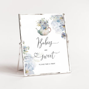 Póster Blue Hydrangeas teapot Los bebés son dulces