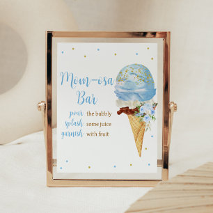 Póster Blue Ice Cream Baby Shower Mom Osa Bar