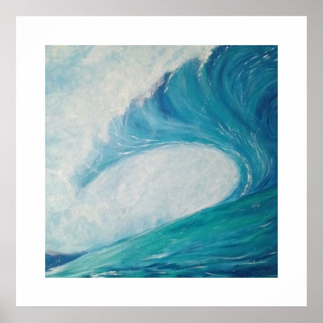 Póster blue image of a wave crashing in the ocean poster (Frente)