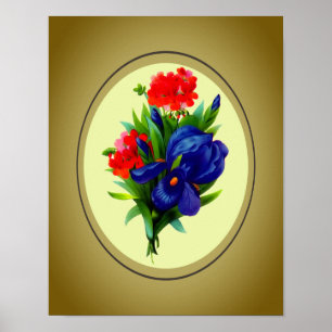Póster Blue Iris Bouquet Floral Art