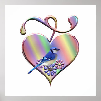 Póster Blue Jay in Pretty Heart