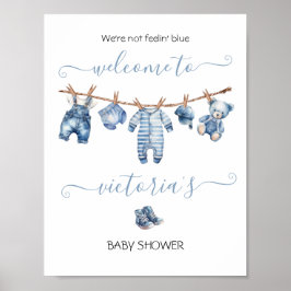 Póster Blue Jean Baby Denim Baby Shower Clothesline
