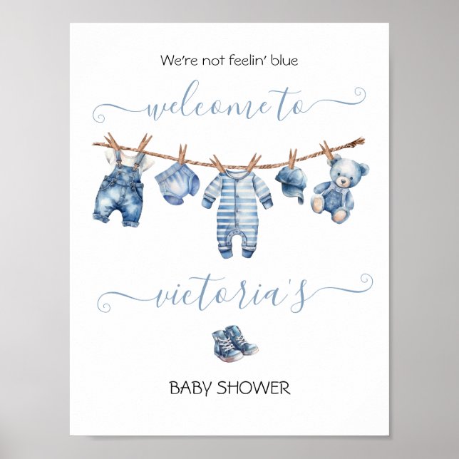 Póster Blue Jean Baby Denim Baby Shower Clothesline (Frente)