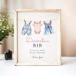 Póster Blue Jean decora un Rótulo de juego de Baby Shower