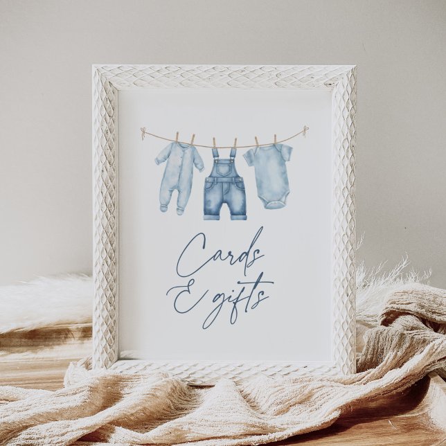 Póster Blue Jean Denim Baby Shower Cards and Gifts Rótulo (Subido por el creador)