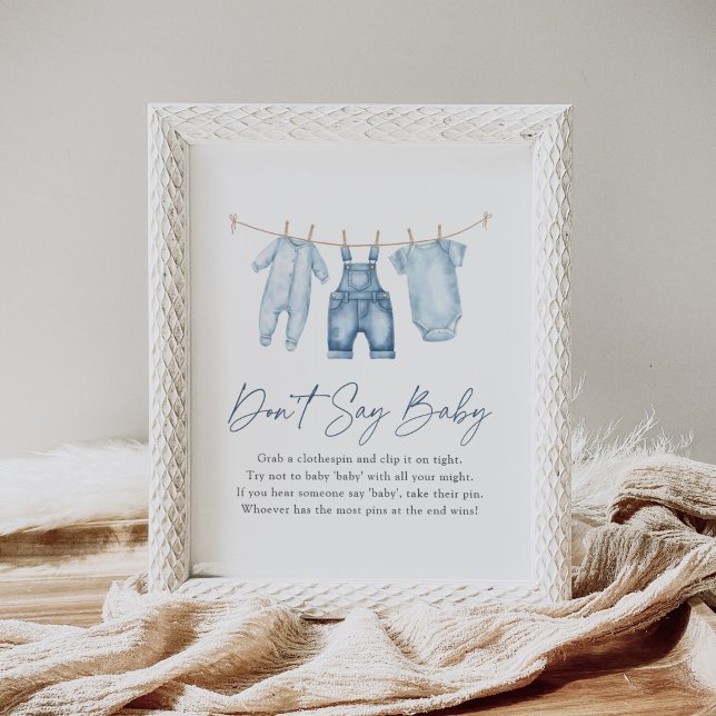 Póster Blue Jean Denim Baby Shower no diga Rótulo infanti (Subido por el creador)