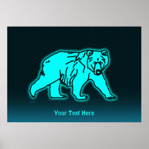 Póster Blue Kodiak Bear