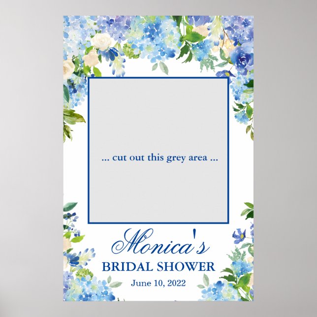 Póster Blue Light Hydrangea Bridal Shower Photo Prop (Frente)
