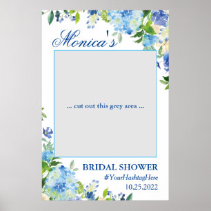 Póster Blue Light Hydrangea Bridal Shower Photo Prop