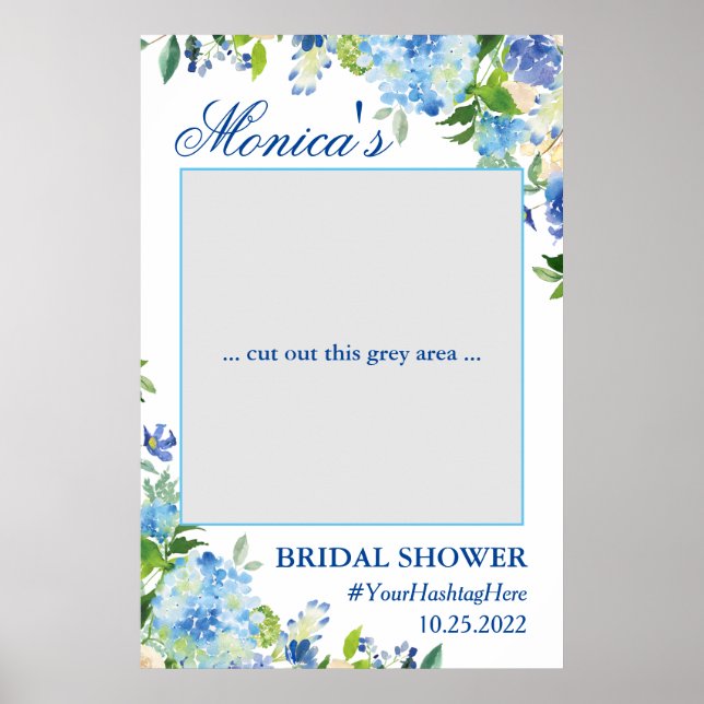 Póster Blue Light Hydrangea Bridal Shower Photo Prop (Frente)